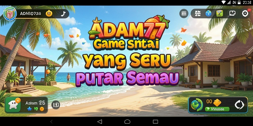 Tampilan gameplay ADAM77 yang ceria dan interaktif.