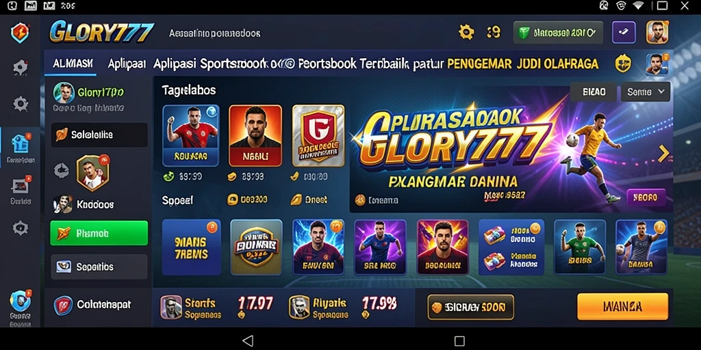 Tampilan gameplay Sportsbook yang menarik dan informatif.
