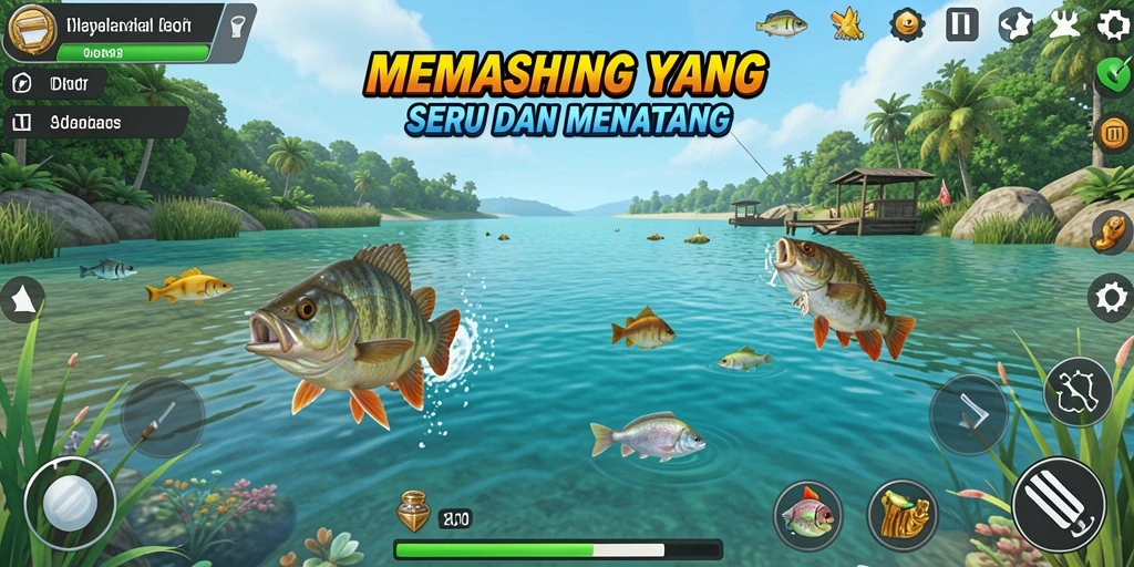 Tangkapan layar gameplay menarik dari IDEBET dengan aksi memancing.