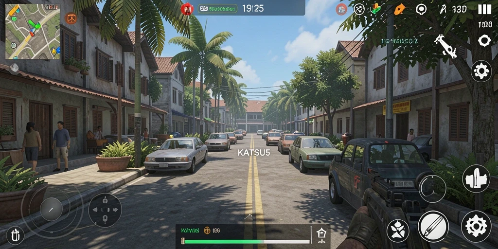 Tampilan gameplay KATSU5 yang memukau dan interaktif.