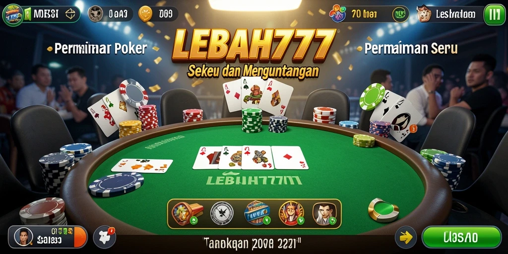 Screenshot gameplay LEBAH777 menampilkan suasana permainan Poker yang menegangkan dan seru.