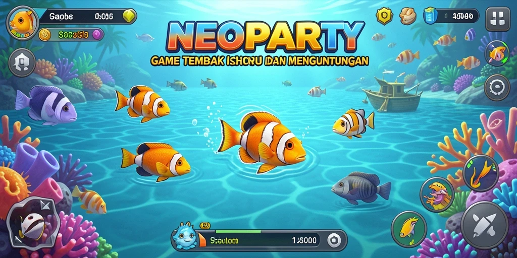 Tampilan gameplay seru dari NEOPARTY saat menangkap ikan.