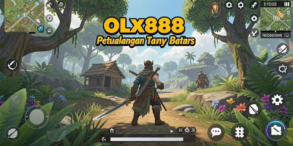 Tangkapan layar dari gameplay OLX888 yang menampilkan eksplorasi dunia terbuka.