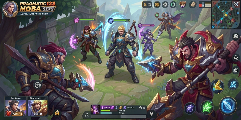 Tampilan seru dari gameplay MOBA di PRAGMATIC123.