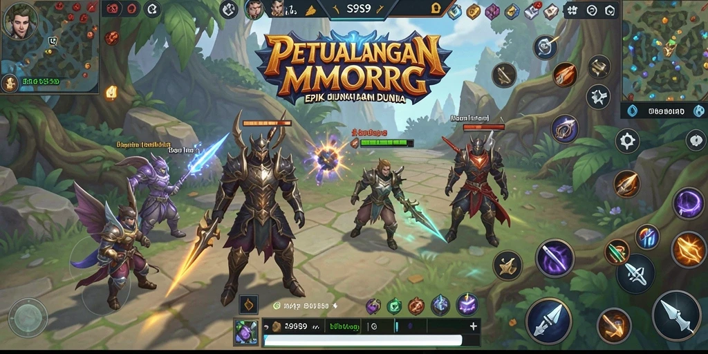Tangkapan layar gameplay S9S9 menampilkan pertarungan seru di dunia fantasi.