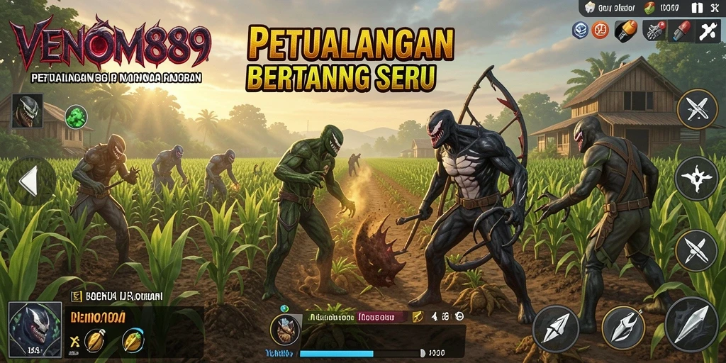 Tampilan gameplay <strong>VENOM889</strong> yang menakjubkan saat bertani dan berkebun.