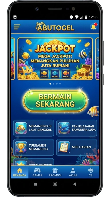 Tampilan aplikasi abutogel dengan berbagai fitur menarik.